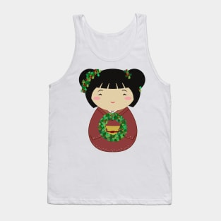 Kokeshi Christmas Wreath Tank Top